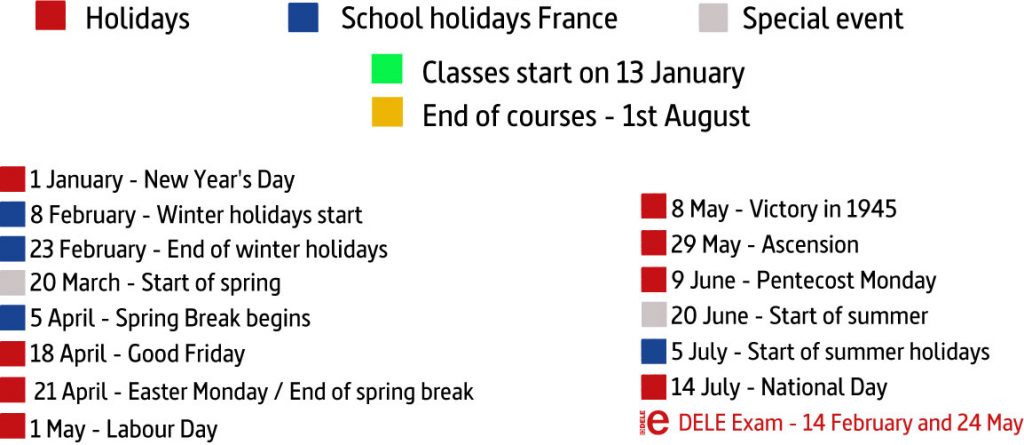 Calendar-courses-spanish-Strasbourg-2025-vacances